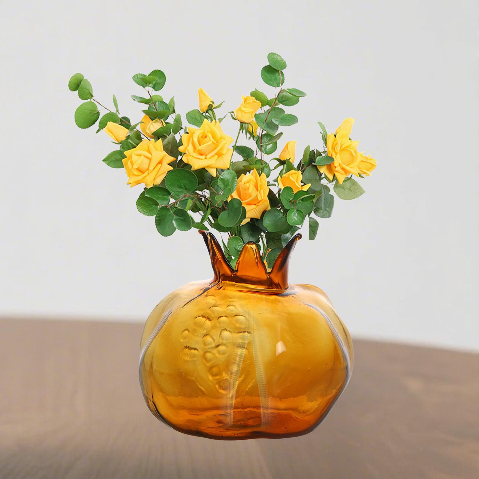 Dried Flower Bunch - Granatapfelförmige Blumenvase, Glas-Blumenvase, Blumenarrangements, Dekor, Knospenpflanzer