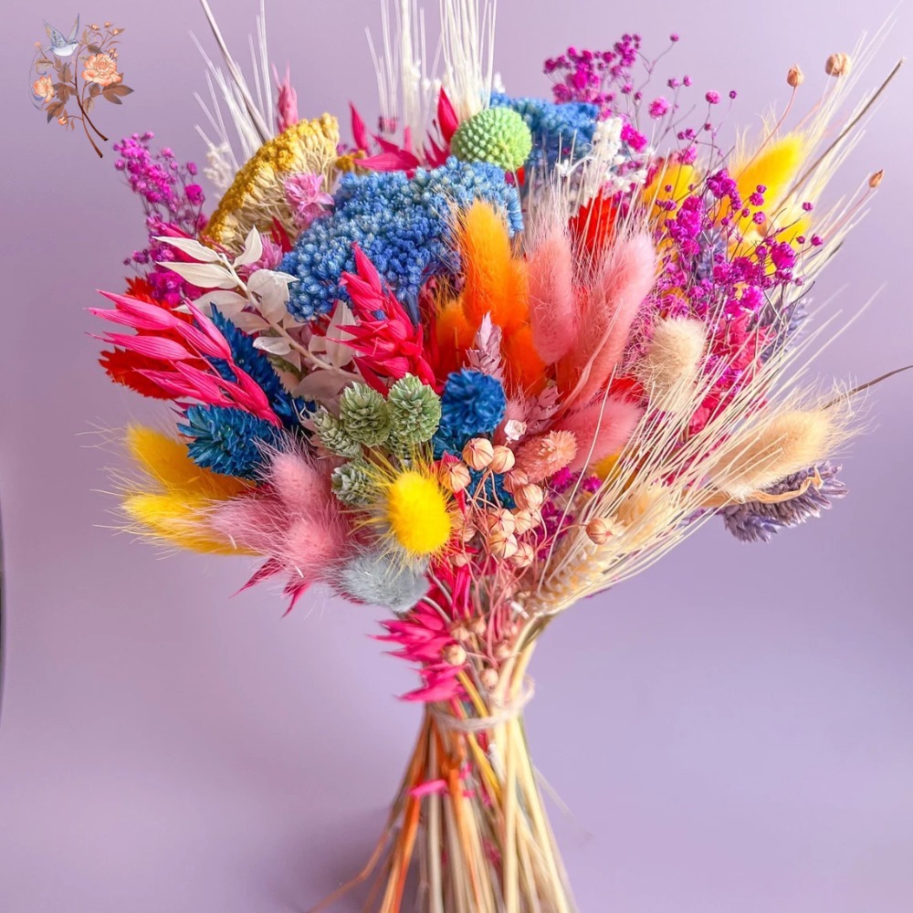 Dried Flower Bunch - Bunte getrocknete Blumen, Hochzeitsstrauß für die