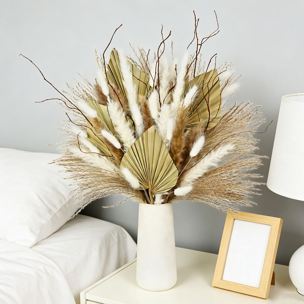 Dried Flower Bunch - Natürliche getrocknete Palmblätter, Blumenstrauß, Mischung aus