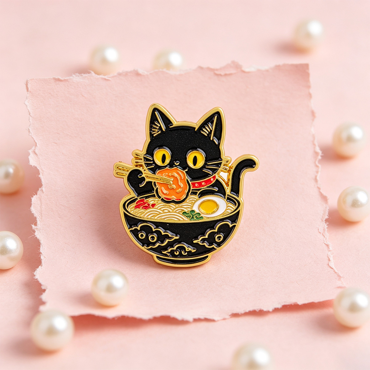 Niedliche Katzen-Emaille-Pins, – Flower Frog Pin Bewertung und Preis