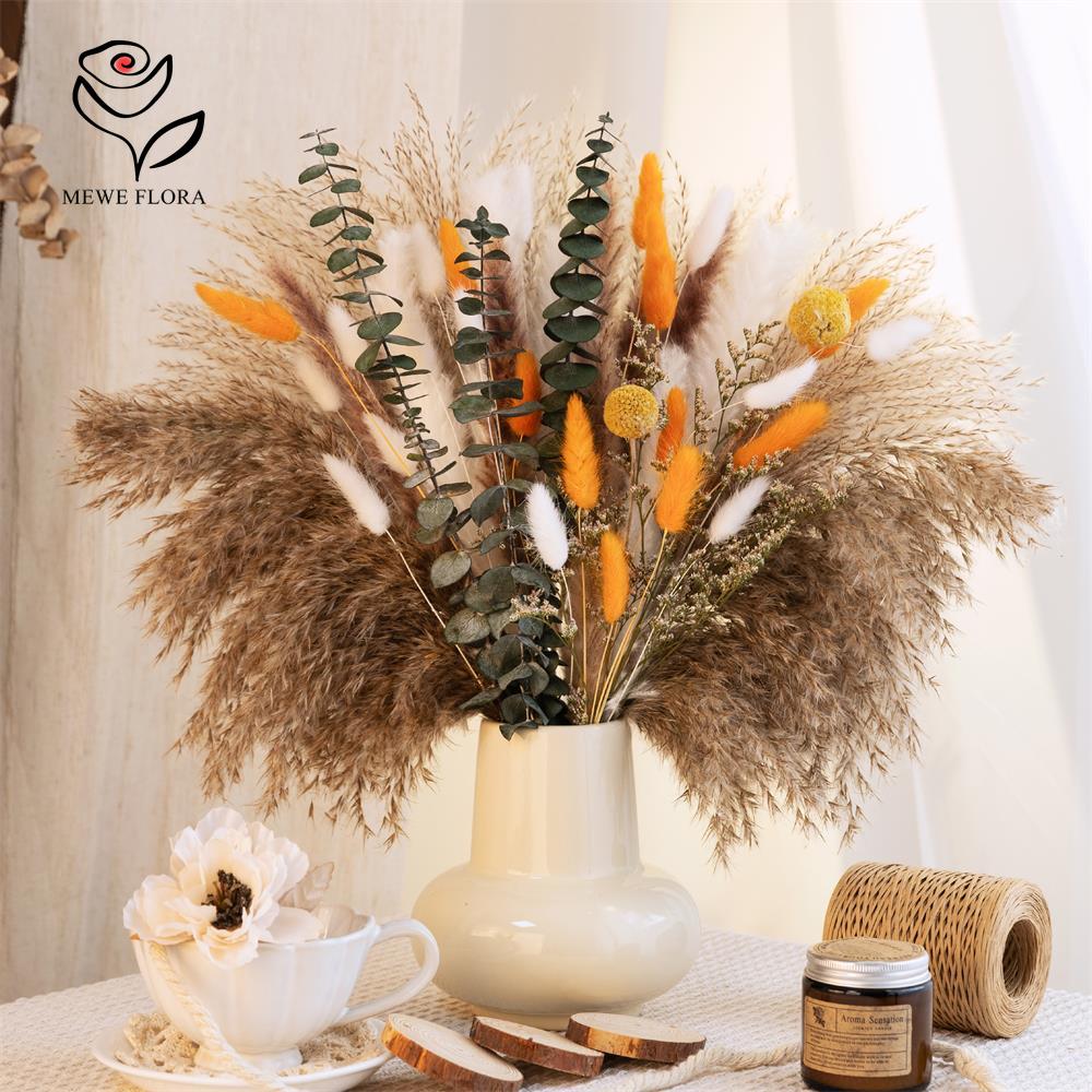 65 Stück orangefarbener Pampas – Dried Flower Bunch Bewertung und Preis